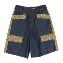 【名東】【GUCCI】グッチ バミューダパンツ デニム GGキャンバス 38サイズ ブルー系 743203 キュロットスカート レディース アパレル 女 服【新...