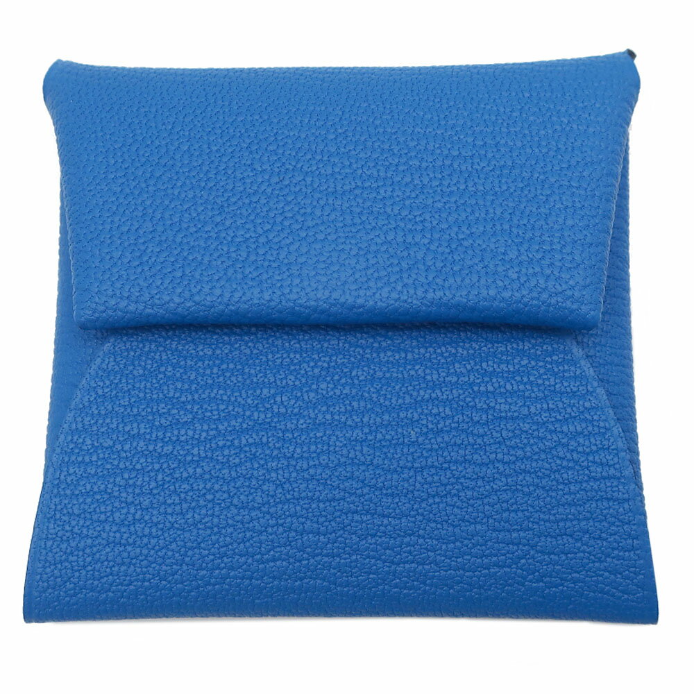 【天白】【HERMES】バスティア コインケース シェーブル ブルー系 W刻印 シルバー金具 小銭入れ 小物 コンパクト レザー 箱【新品】【未使用】【中古】