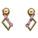 【栄】【JEWELRY】ジュエリー ピアス一対 ルビー/ダイヤモンド 合計0.10ct イエローゴールド K18YG カラーストーン 色石 アクセサリー 約3.9g 女性 レディース キャッチ付き 本体のみ【中古】(4)
