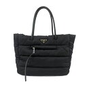 【天白】【PRADA】プラダ トートバッグ ナイロン キルティング トライアングルロゴ ブラック シルバー金具 BR5067 ショルダーストラップ欠品 鞄【中古】(4)