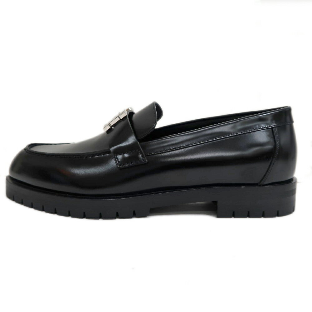 【名東】【HERMES】エルメス モカシン フォーブル サイズ37 1/2 ブラック 黒 シルバー金具 レザー レディース 靴【未使用】【中古】のサムネイル