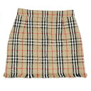 【最大3万円割引クーポン 5/1~】【栄】【BURBERRY】バーバリー ミニスカート ベージュ チェック サイズ表記UK6 XS フリンジ 綿87% イタリア...