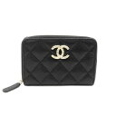 【栄】【CHANEL】シャネル AP4253 ココマーク スモールジップウォレット キャビアスキン ミニウォレット 財布 コインケース ブラック 黒 ゴールド金具 箱【中古】