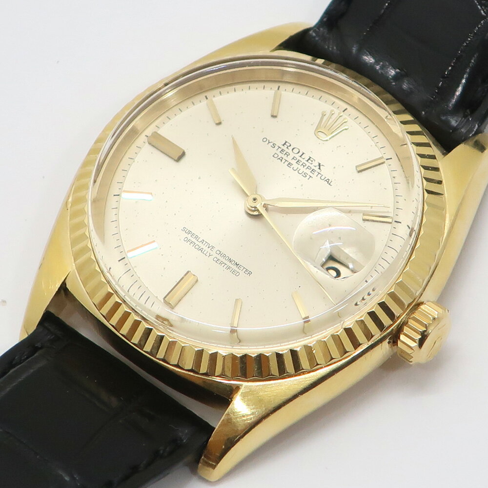 【最大3万円割引クーポン 12/1~】【天白】【ROLEX】ロレックス デイトジャスト リーフ針 1601/8 K18YG 750 イエローゴールド シャンパン 自動巻き 35mm メンズ 本体のみ【中古】