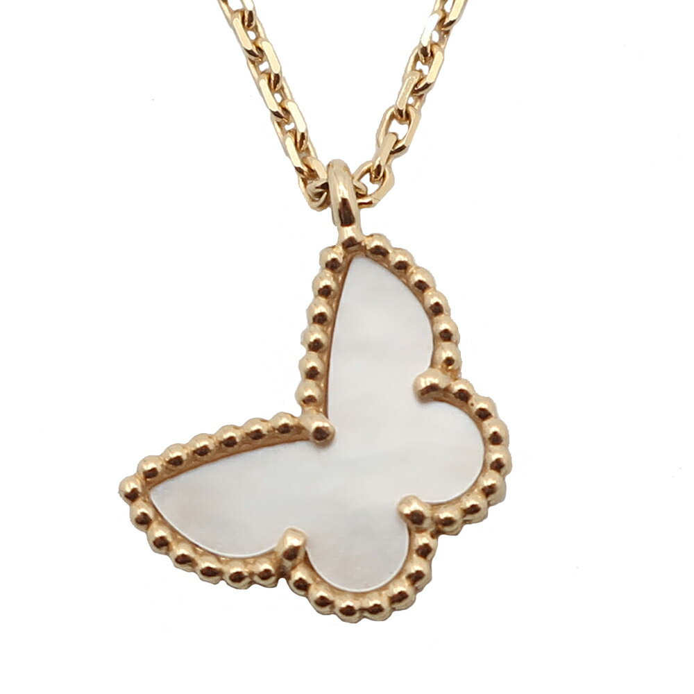 【天白】【VAN CLEEF&ARPELS】ヴァンクリーフ＆アーペル スウィートパピヨン 蝶 ネックレス 750YG マザーオブパール VCARF69300 イエローゴールド ジュエリー K18 ペンダント【中古】のサムネイル