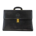 【天白】【VERSACE】ヴェルサーチェ ビジネスバッグ ゴールド金具 メデューサ 型押し 書類カバン レザー メンズ カギ欠品 男性 鞄【中古】