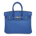 【名東】【HERMES】エルメス バーキン25 ブルーブライトン シルバー金具 ヴォースイフト W刻印 レザー ハンド バッグ【未使用】【中古】