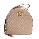 【栄】【GUCCI】グッチ 476671 GGマーモント シェブロン リュック ピンクベージュ レザー バックパック 鞄 レディース ゴールド金具 その他【中古】(4)