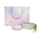 【最大3万円割引クーポン 5/1~】【名東】【LOUIS VUITTON】ルイヴィトン オンザゴーPM モノグラム ハンドバッグ トート パステルカラー ピンク...
