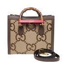 【最大3万円割引クーポン 5/9 20:00~】【名東】【GUCCI】グッチ ダイアナ スモールバンブートートバッグ ジャンボGG 2WAY ハンドバック ブラ...