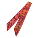 【名古屋】【HERMES】エルメス ツイリー 野生とカモフラージュ PELAGES ET CAMOUFLAGE レッド オレンジ アニマル柄 シルク 100% ...