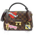 【栄】【LOUIS VUITTON】ルイヴィトン クロワゼットPM ハンドバッグ 2WAY N40055 FL2198 ダミエ・エベヌ キャンバス 刺繍 ブラウ...