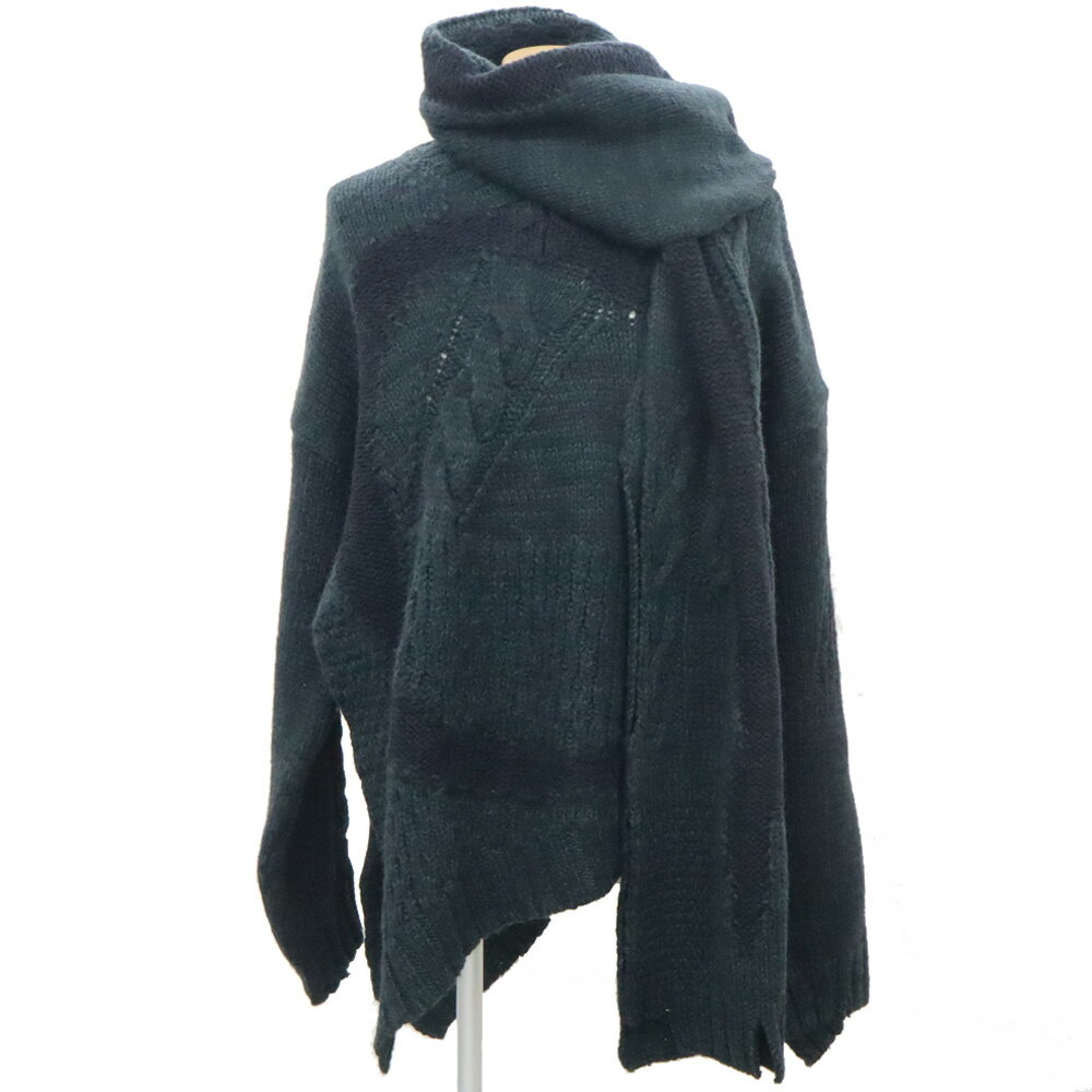 【最大3万円割引クーポン 12/1~】【名古屋】【MAISON MARGIELA】メゾンマルジェラ MM6 クールネックニット&マフラー ダメージ加工 S/Mサ...