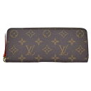 【名東】【LOUIS VUITTON】ルイヴィトン ポルトフォイユ クレマンス M60743 モノグラム ブラウン オレンジ 長財布 ウォレット【中古】