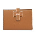 【最大3万円割引クーポン 7/1~】【名東】【HERMES】エルメス ニュー・Hパッサン コンパクト ヴォーエプソン ゴールド シルバー金具 2つ折り財布 コン...