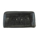 【最大3万円割引クーポン 10/1~】【天白】【CHROME HEARTS】クロムハーツREC F ZIP セメタリークロス パッチ ラウンドジップ ダガージップ レザー ブラック 長財布 メンズ【中古】