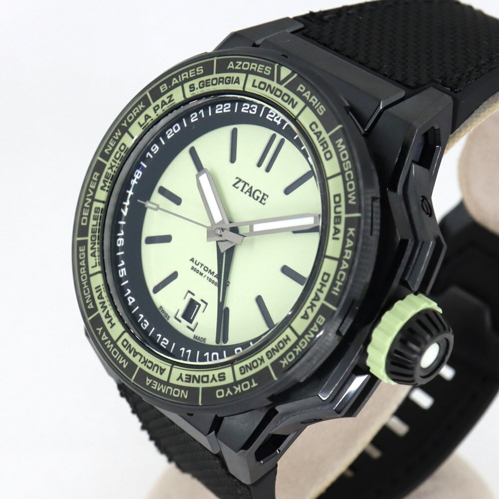 【栄】【ZTAGE】ステージ オーロラ 24-0562 グリーン 腕時計 自動巻き SS PVD ラバー メンズ【中古】