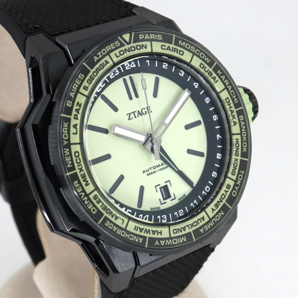 【栄】【ZTAGE】ステージ オーロラ 24-0562 グリーン 腕時計 自動巻き SS PVD ラバー メンズ【中古】