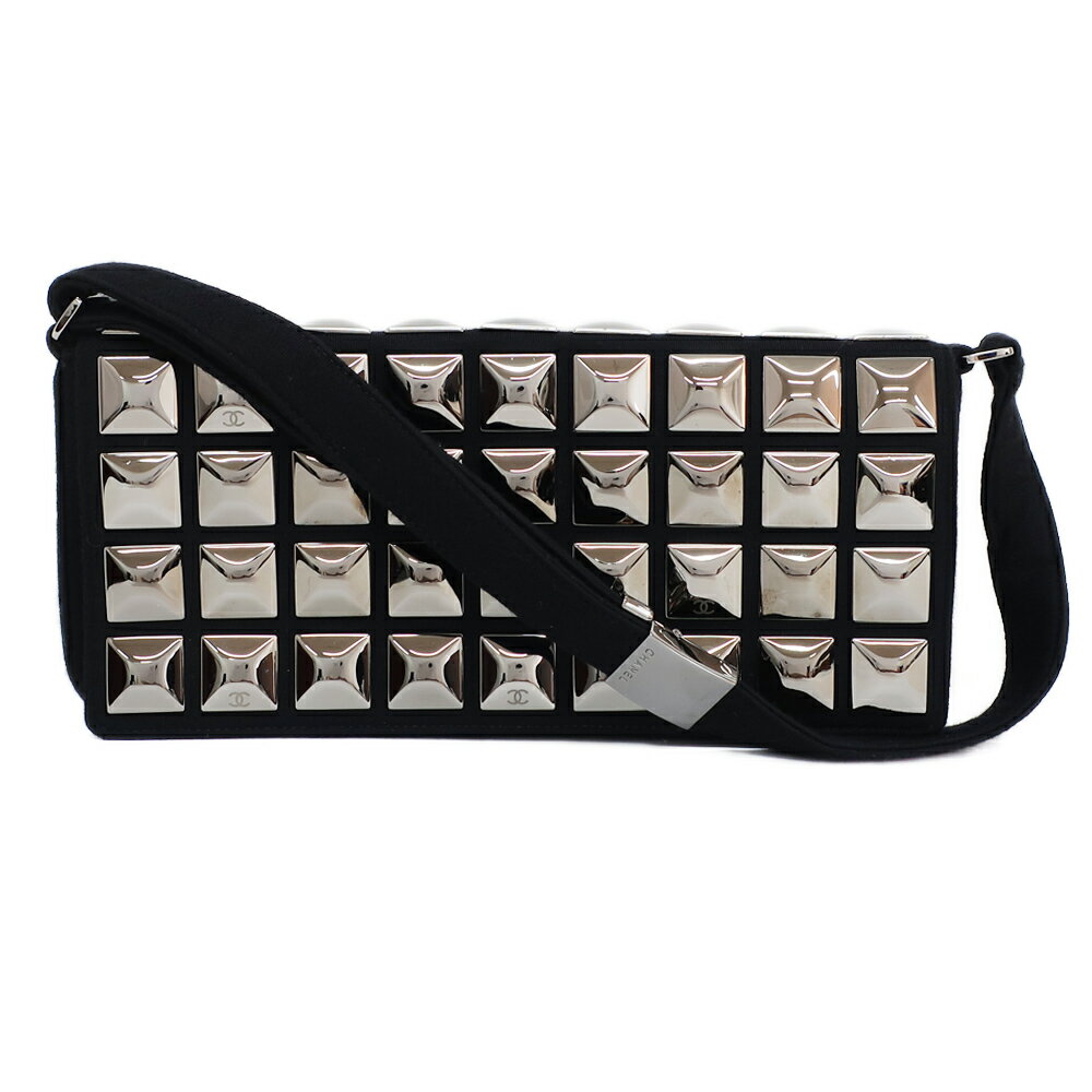 【天白】【CHANEL】シャネル アイスキューブ ショルダーバッグ チョコバー ブラック 黒 シルバー金具 ..
