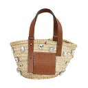 【天白】【LOEWE】ロエベ かごバッグ バスケットバッグ ビジュー付 ハンドバッグ スモール ラフィア ナチュラル ブラウン レザー バッグ レディース 鞄【中古】(4)