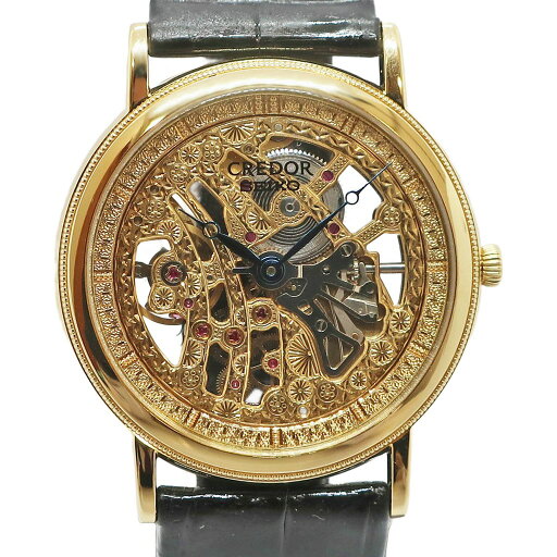 【天白】【SEIKO】セイコー クレドール シグノ GBBD986 6899A YG 750 レザー 手巻き ゴールド スケルトン メンズ 腕時計【OH、仕上げ済み】【中古】 【天白】【SEIKO】セイコー クレドール シグノ GBBD986 6899A YG 750 レザー 手巻き ゴールド スケルトン メンズ 腕時計【OH、仕上げ済み】【中古】