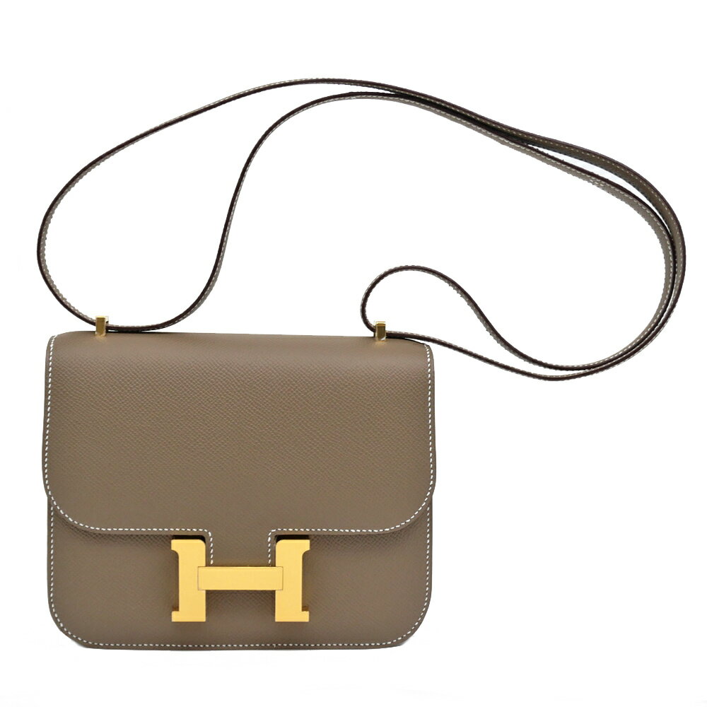 【名東】【HERMES】エルメス コンスタンスミニ 18 ミロワール エトゥープ ゴールド金具 B刻 ヴォーエプソン ショルダー バッグ グレー系 レディース【新品】【未使用】【中古】のサムネイル