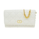【最大3万円割引クーポン 8/1~】【名東】【CHRISTIAN DIOR】ディオール カロ チェーンウォレット IV ショルダーバッグ ハンド ホワイト 白 ...