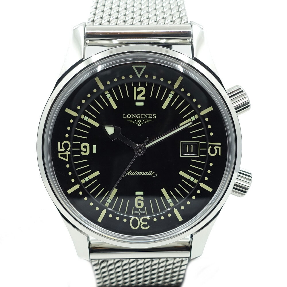 【栄】【LONGINES】ロンジン レジェンドダイバーデイト L3.774.4.50.6 ブラック ステンレス SS メンズ 腕時計 自動巻き 2023年【中古】