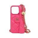 【最大3万円割引クーポン 8/1~】【名東】【CHANEL】シャネル Iphoneケース15 スマホ ピンク チェーンショルダー キャビアスキン ピンク GD金...