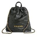【最大3万円割引クーポン 8/1~】【名古屋】【CHANEL】シャネル シャネル22 バックパック ブラック ゴールド金具 AS3313 黒 リュック レザー ...