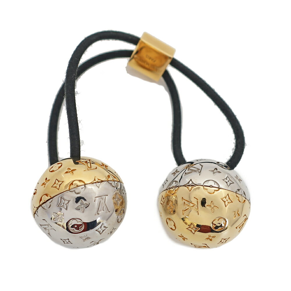 【天白】【LOUIS VUITTON】ルイヴィトン シュシュ ナノグラム プラネットLV ヘアゴム モノグラム M80266 メタル レディース ヘアアクセサリ...