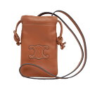 【名東】【CELINE】セリーヌ ドローストリング モバイルポーチ ショルダーバッグ キュイル トリオンフ タン ブラウン 10L163ETK.04LU その他【中古】