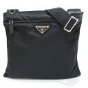 【最大3万円割引クーポン 8/1~】【栄】【PRADA】プラダ VELA ショルダーバッグ 三角プレート 1BH978 ナイロン サフィアーノ レザー ブラック...