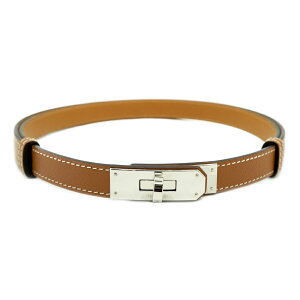 【最大3万円割引クーポン 10/1~】【栄】【HERMES】エルメス ケリーベルト エプソン レザー U刻印 2022年製造 ゴールド ブラウン系 茶 シルバー金具 小物 アクセ 本体品のみ【中古】
