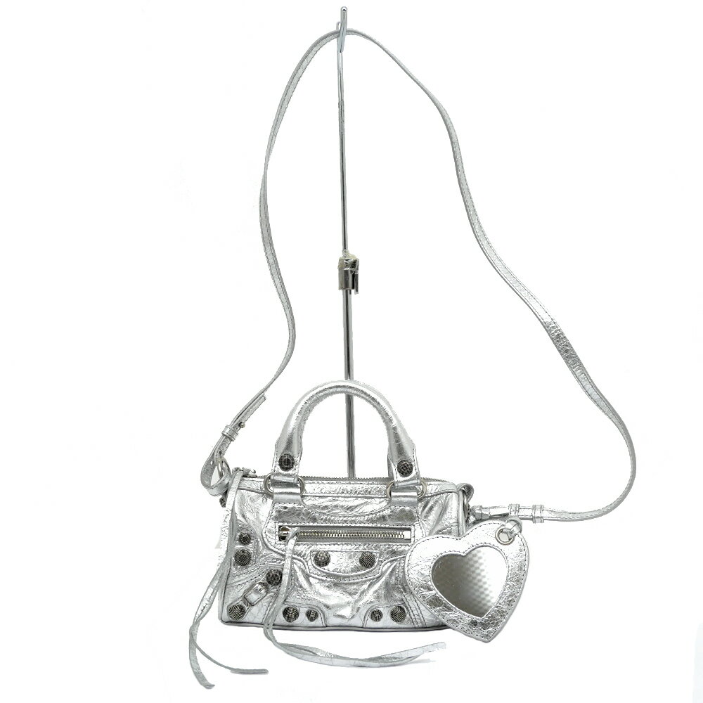 【名東】【BALENCIAGA】バレンシアガ ルカゴール ナノ NANO 792599 メタリックシルバー 2WAYハンドバッ..