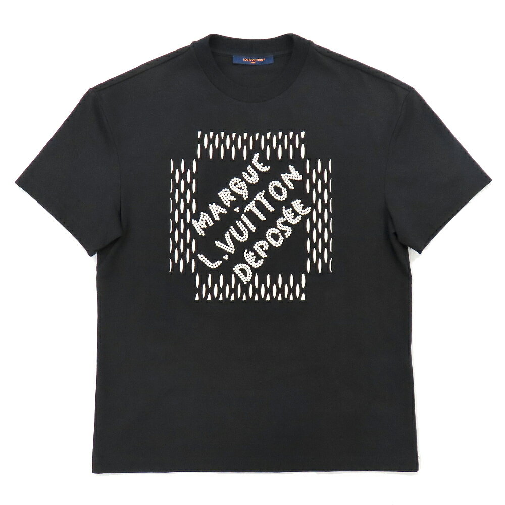 【名古屋】【LOUIS VUITTON】ルイヴィトン エンブロイダードシグネチャーコットンTシャツ 1AFJFF HQY71WNPL ブラック Sサイズ 黒 コ...