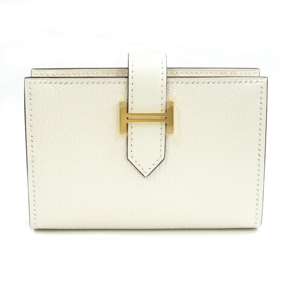 【名東】【HERMES】エルメス ベアンミニ 二つ折り財布 ナタ ゴールド金具 シェーブル K刻印 レディース..