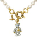 【名東】【VIVIENNE WESTWOOD】ヴィヴィアンウエストウッド テディベア フェイクパール ネックレス LITTLE PAVE TEDDY PEARL NECKLACE アクセサリー 小物【中古】
