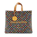 【最大3万円割引クーポン 10/1~】【天白】【LOUIS VUITTON】ルイヴィトン ショッパー・トートMM N00192 ブラウン/マルチカラー バーズダミエ ショルダーストラップ 鞄 バッグ 美品【中古】
