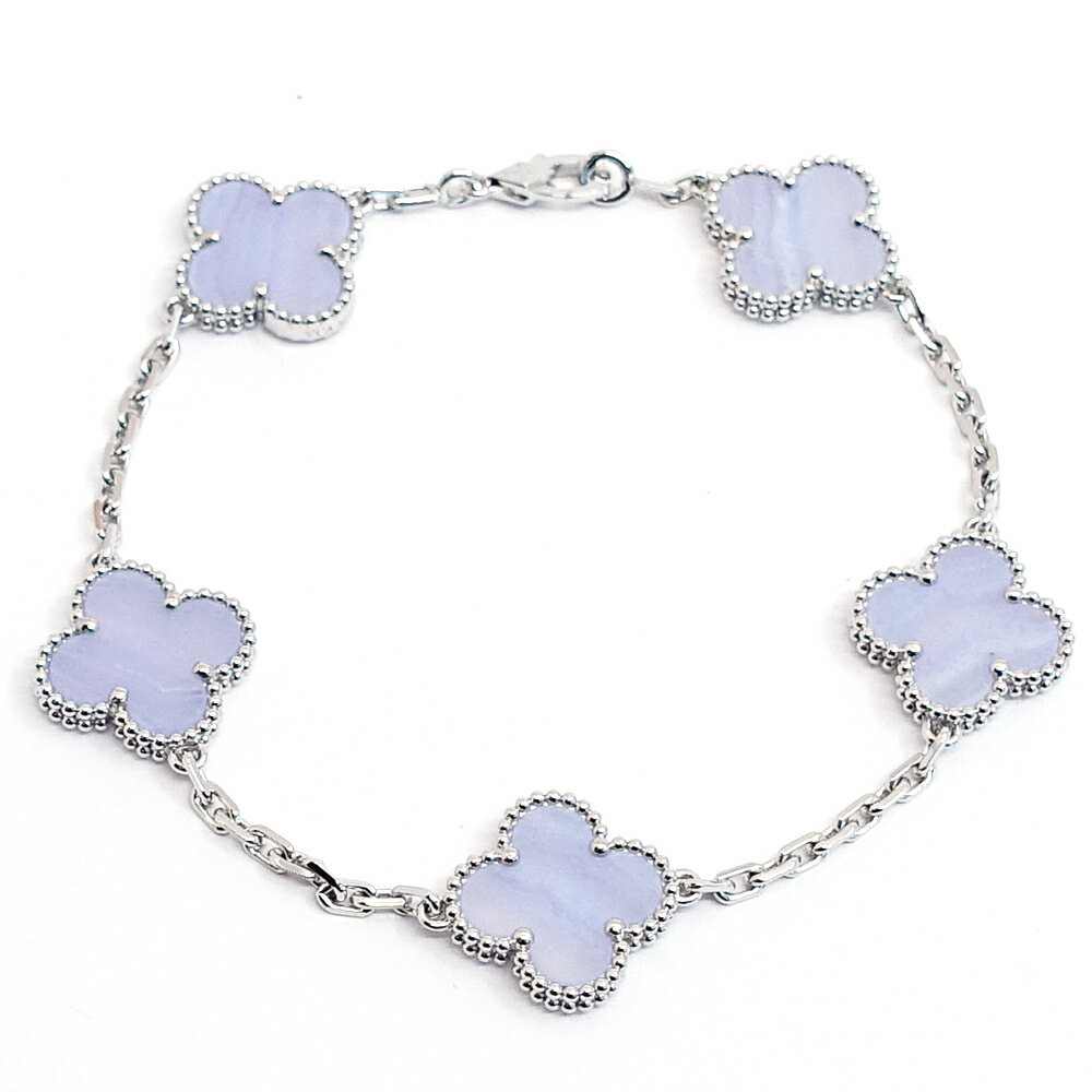 【最大3万円割引クーポン 10/1~】【栄】【VAN CLEEF&ARPELS】ヴァンクリーフ＆アーペル K18WG ヴィンテージアルハンブラ ブレスレット カルセドニー 5モチーフ 750WG VCARD34700 ジュエリー【中古】のサムネイル