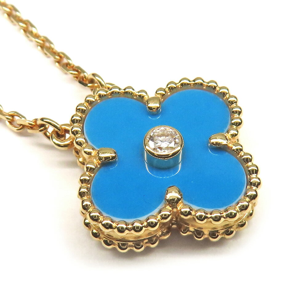 【最大3万円クーポン 2/1~】【名古屋】【VAN CLEEF&ARPELS】ヴァンクリーフ&アーペル ネックレス ペンダント ヴィンテージアルハンブラ 2019年ホリデー VCARP46000 750YG K18 イエローゴールド ブルー セーブル 1PD ダイヤモン【中古】