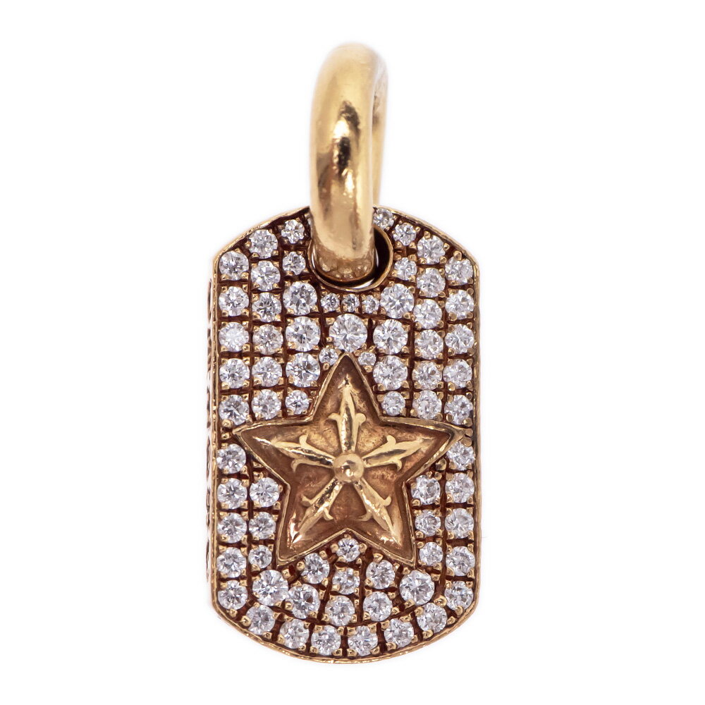 【名東】【CHROME HEARTS】クロムハーツ TNY STAR タイニー スター ドッグタグ 22K YG イエロー ゴールド ダイヤモンド 5.3g ペ...