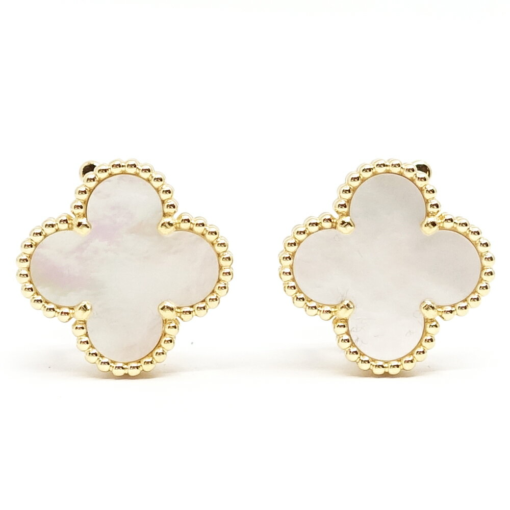 【最大3万円割引クーポン 10/1~】【栄】【VAN CLEEF＆ARPELS】ヴァンクリーフ＆アーペル K18YG ヴィンテージアルハンブラ ピアス ホワイトシェル 白蝶貝 MOP VCARA44100 750YG ジュエリー【中古】のサムネイル