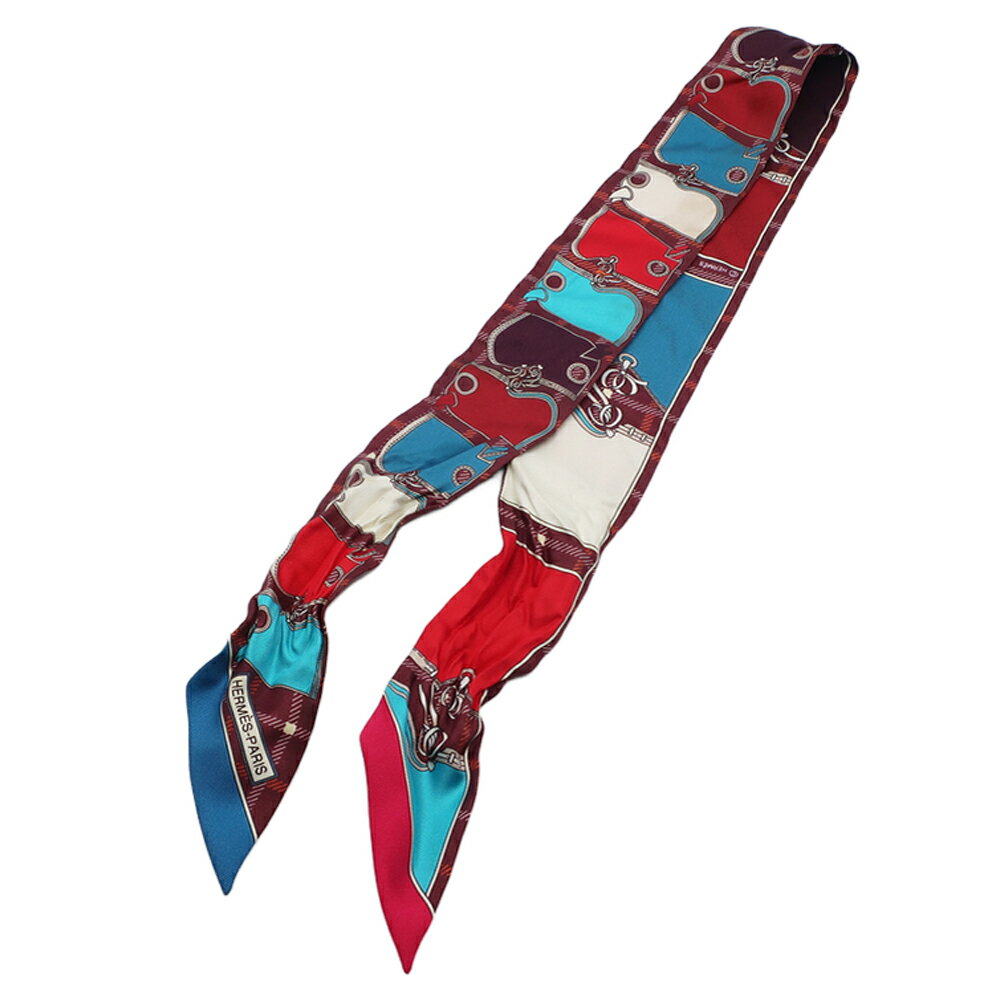 【天白】【HERMES】エルメス ツイリー CAMAILS カマイユ シルク100% ブルー×レッド 赤×青 小物 ファッ..