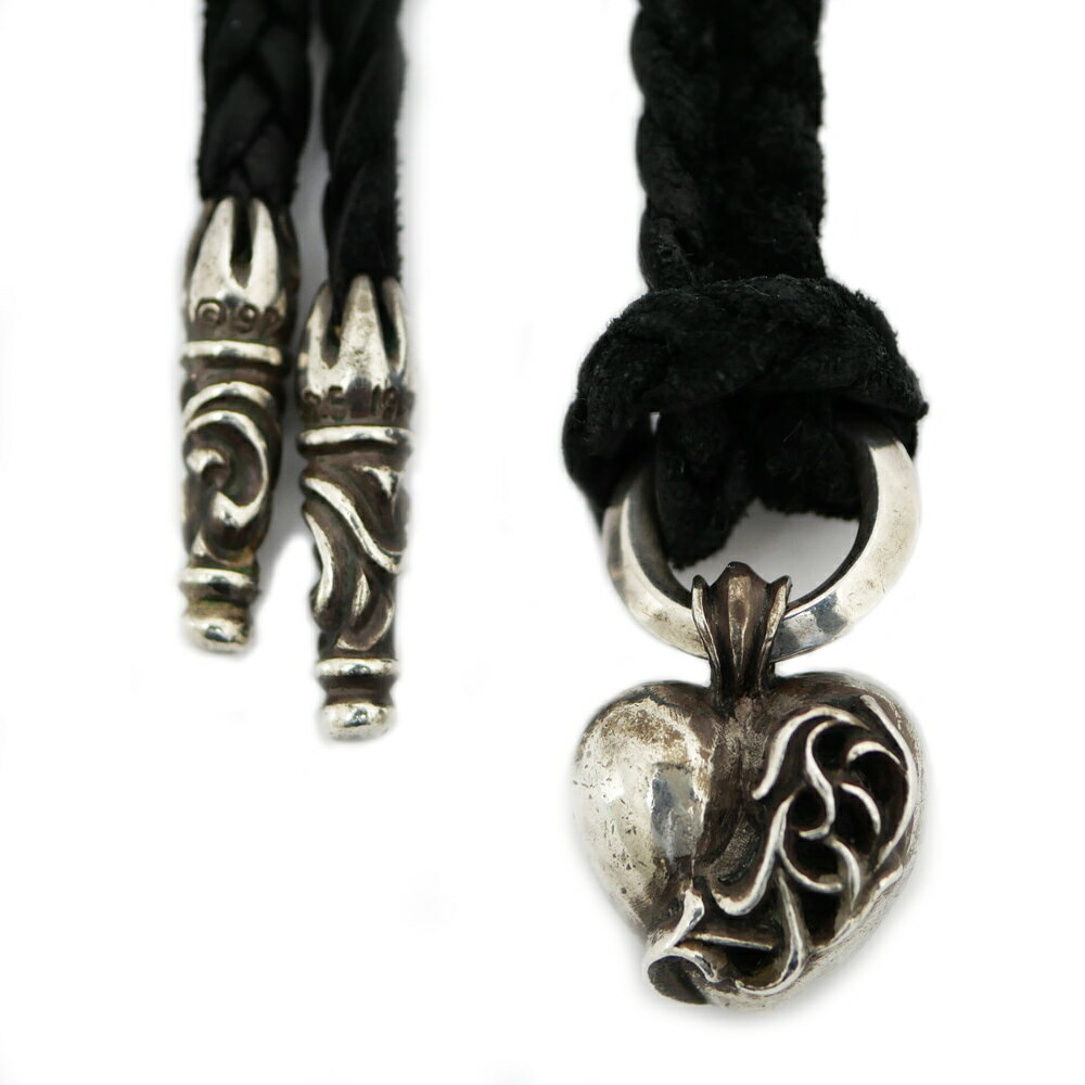 【名東】【CHROME HEARTS】クロムハーツ ハート ペンダント HEART PENDANT レザーブレイド ネックレス SV925 シルバー ジュエリー...