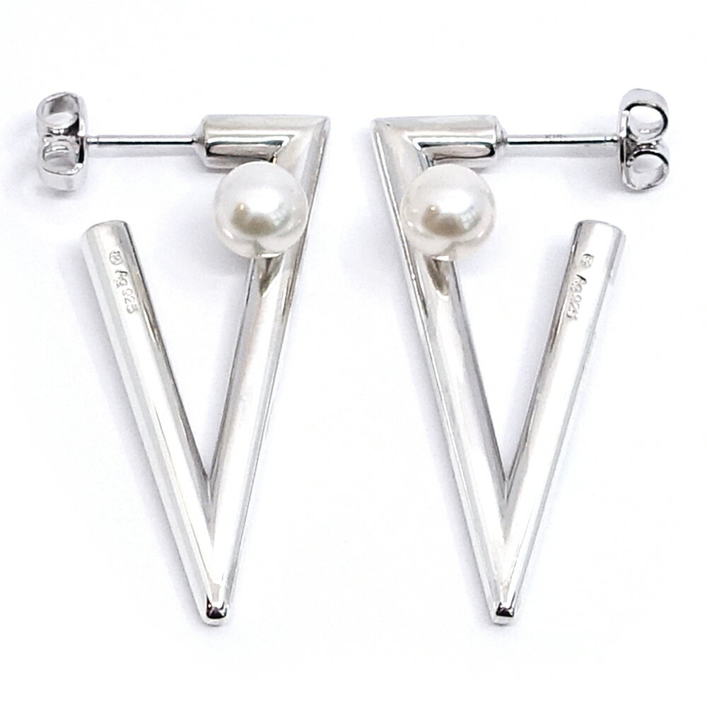 【栄】【MIKIMOTO】ミキモト SV925 Vcode パール ピアス あこや真珠 Ag925 750WG ジュエリー Vコード PE-1778PS【仕上げ済】【中古】のサムネイル