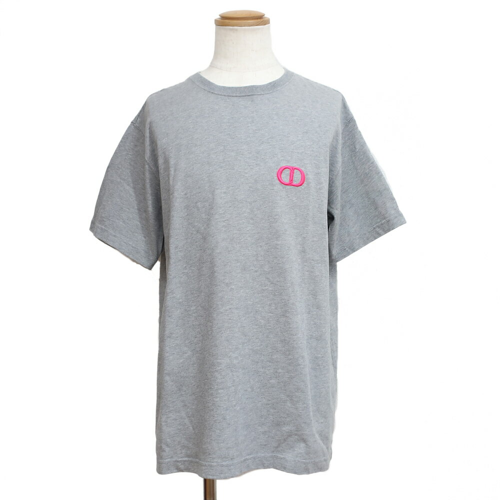 【天白】【CHRISTIAN DIOR】ディオール CD Icon Tシャツ 943J605F0554 グレー クルーネック 刺繍 半袖Tシャツ サイズL コッ...