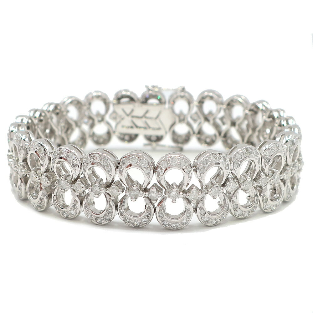 【天白】【JEWELRY】ジュエリー ブレスレット 18KWG ホワイトゴールド ダイヤモンド 計6.03ct デザイン 高級 アクセサリー レディース 腕回り17.5cm 可愛い 鑑別書【中古】