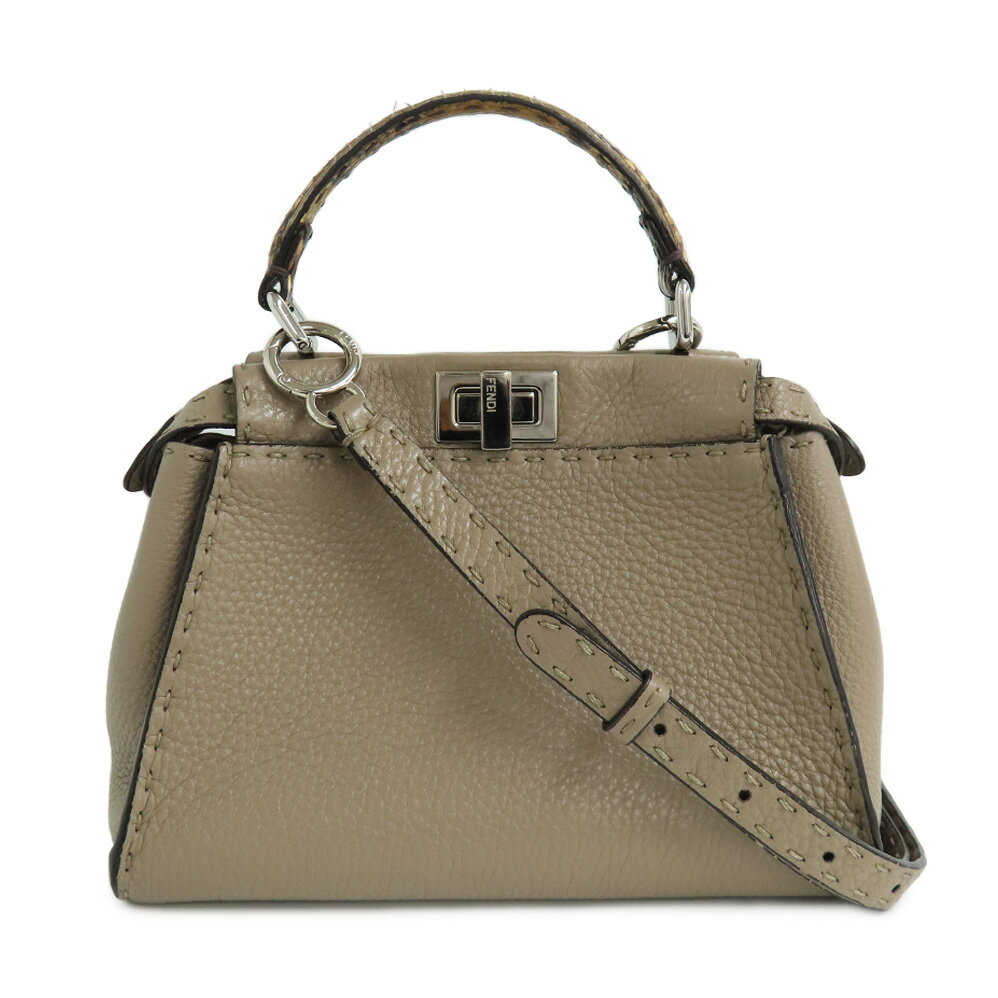 【名古屋】【FENDI】フェンディ ピーカブー ミニ 8BN244 セレリア グレー 2WAY ハンドバッグ ショルダーバッグ カーフレザー パイソン シルバー金具 グレージュ ベージュ レディース【中古】のサムネイル