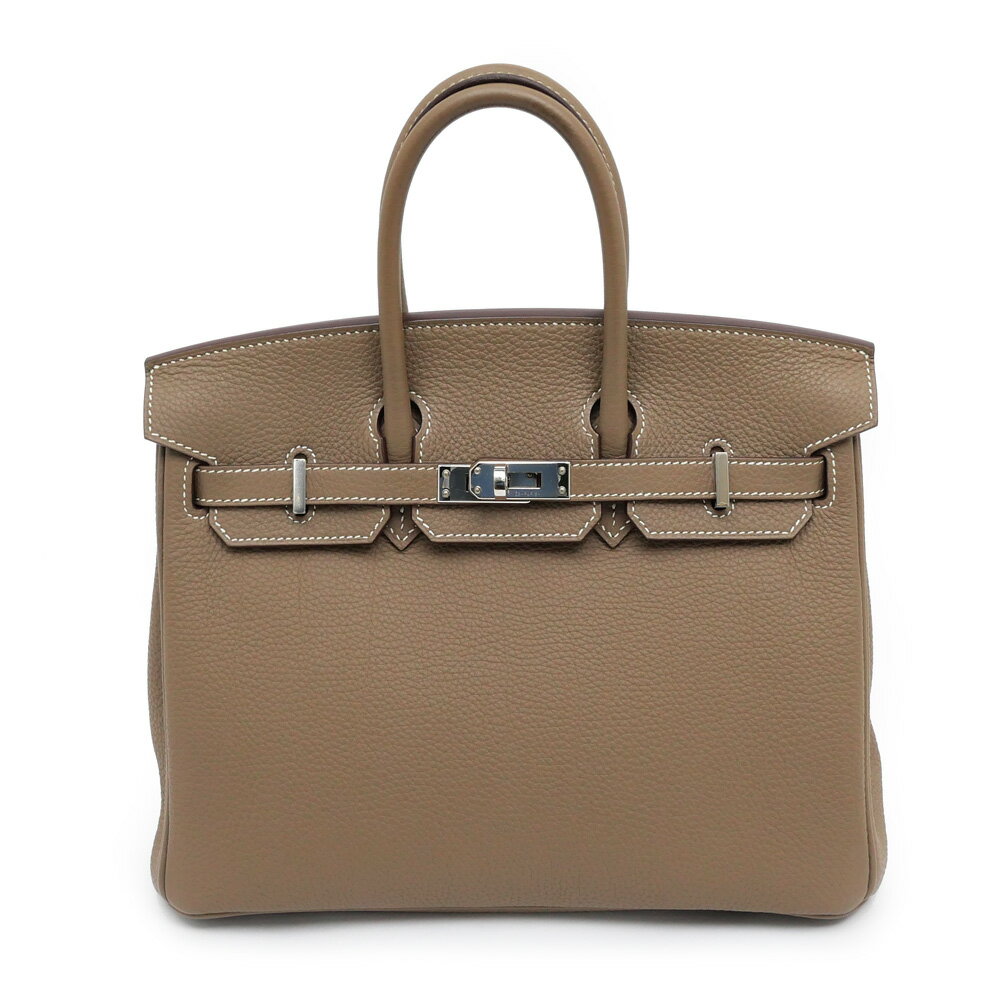 【名東】【HERMES】エルメス バーキン25 エトゥープ シルバー金具 トゴ C刻印 ベージュ レザー ハンド バッグ【中古】